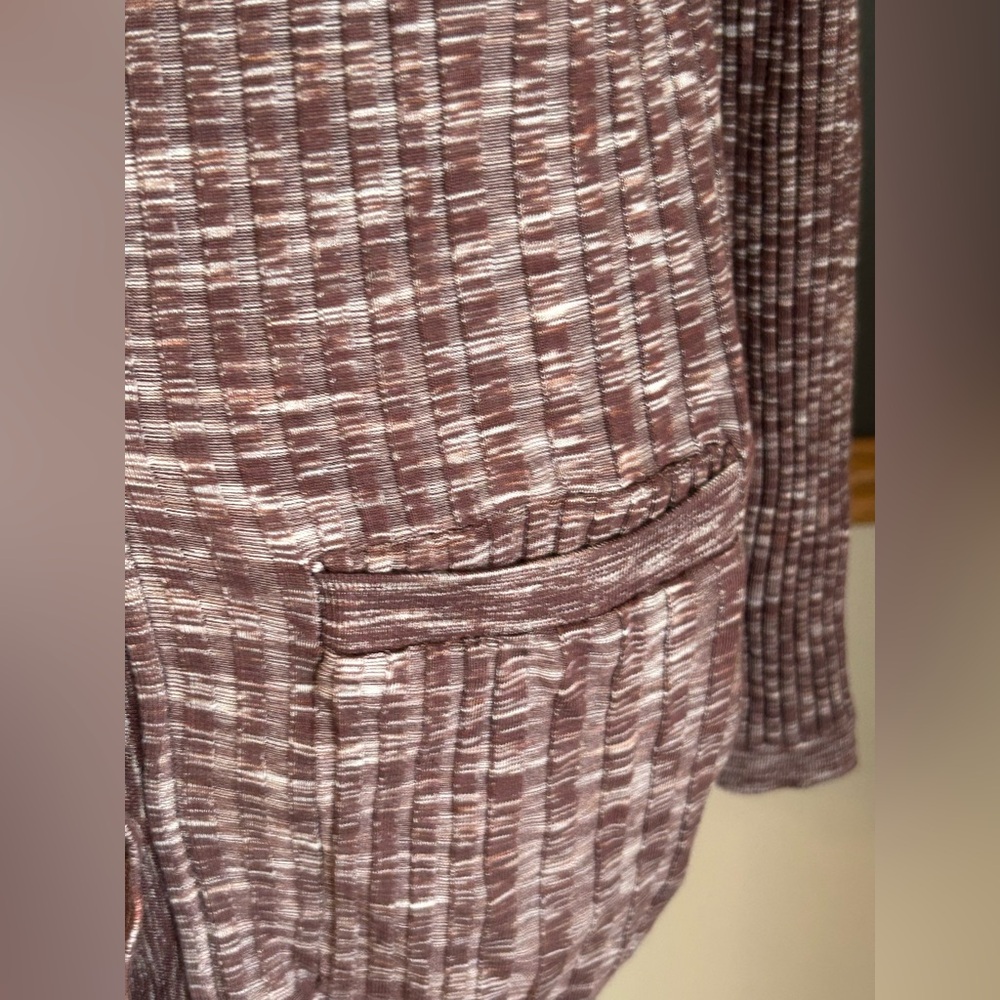 ATHLETA Revolve Cardigan Sweater Mahogany Heather Ribbed Seamless Pockets Large - Picture 4 of 6
